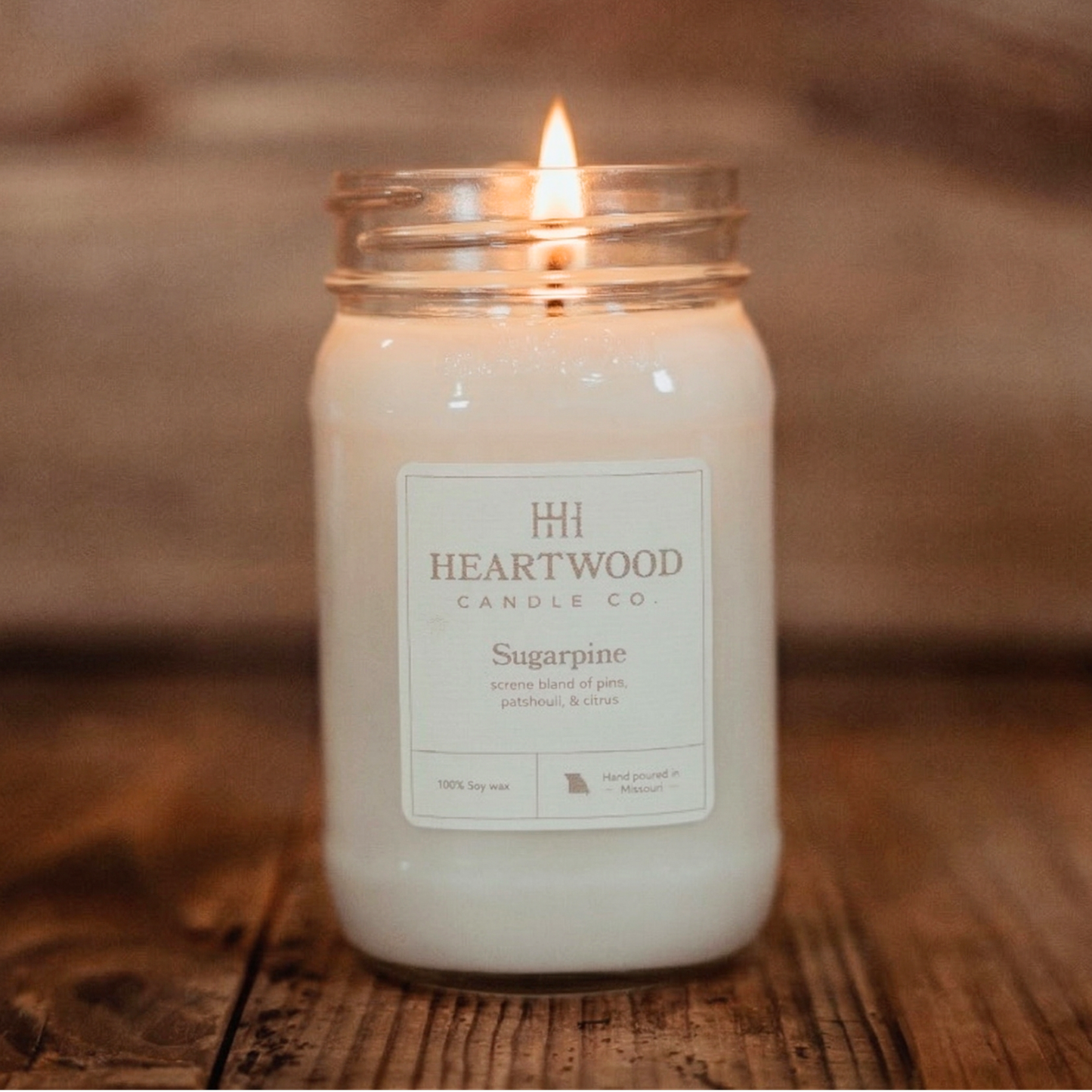 Sugar Pine | 16oz Mason Jar Soy Wax Candle | Clean Burning