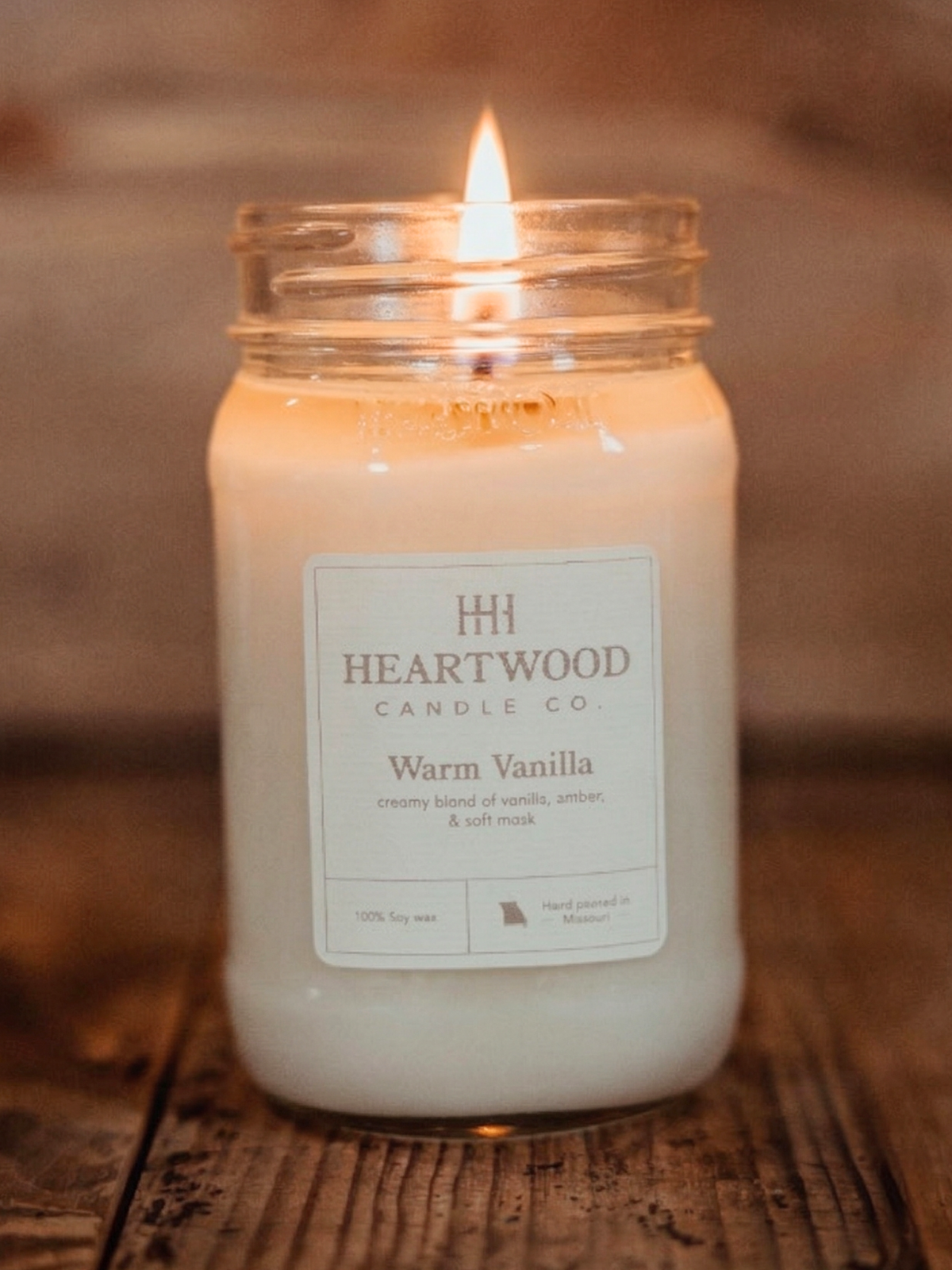 Warm Vanilla | Mason Jar Soy Wax Candle | Clean Burning