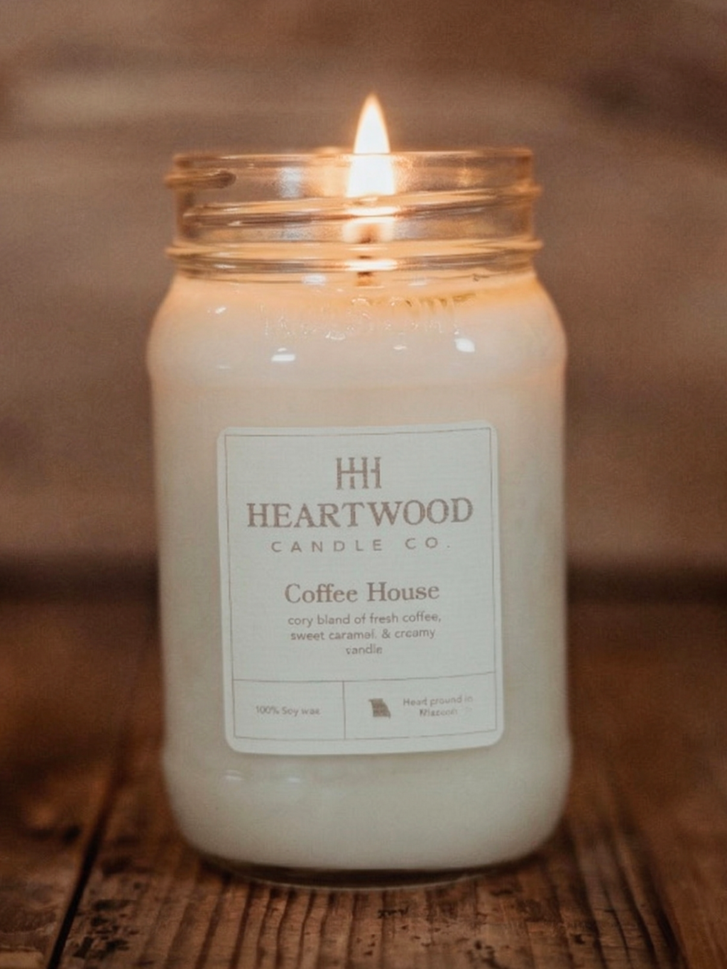 Coffee House | 16oz Mason Jar Soy Wax Candle | Clean Burning