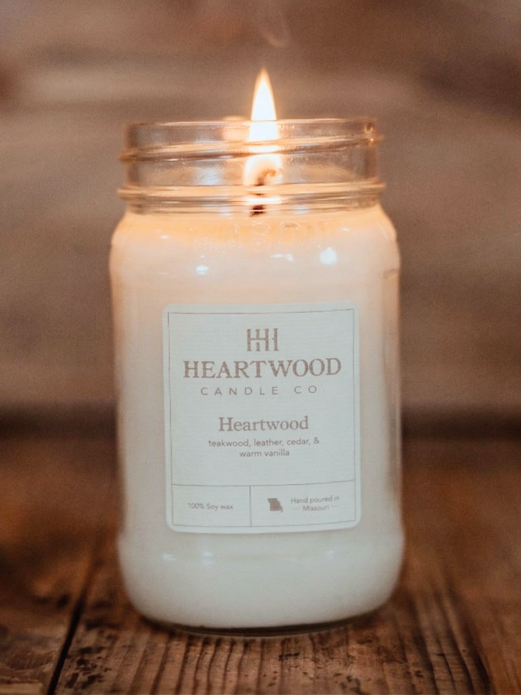 Heartwood | Mason Jar Soy Wax Candle | Clean Burning