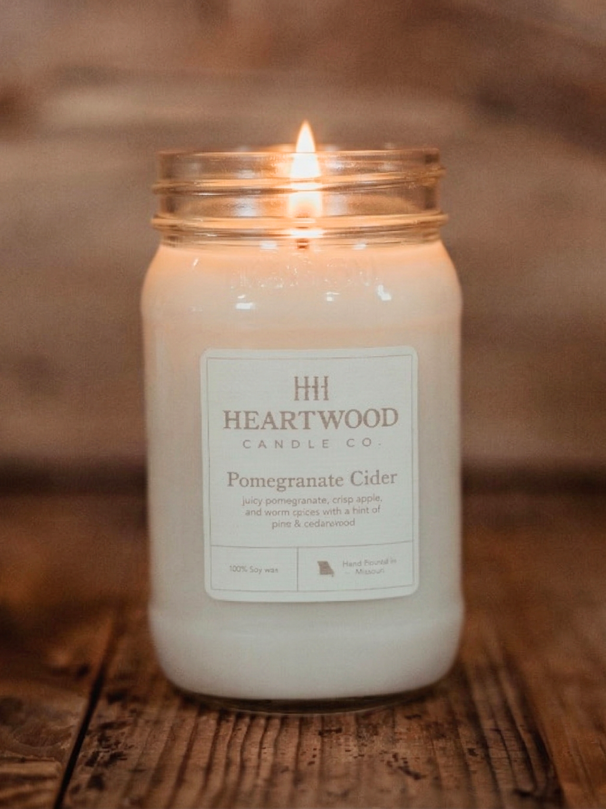 Pomegranate Cider | Mason Jar Soy Wax Candle | Clean Burning