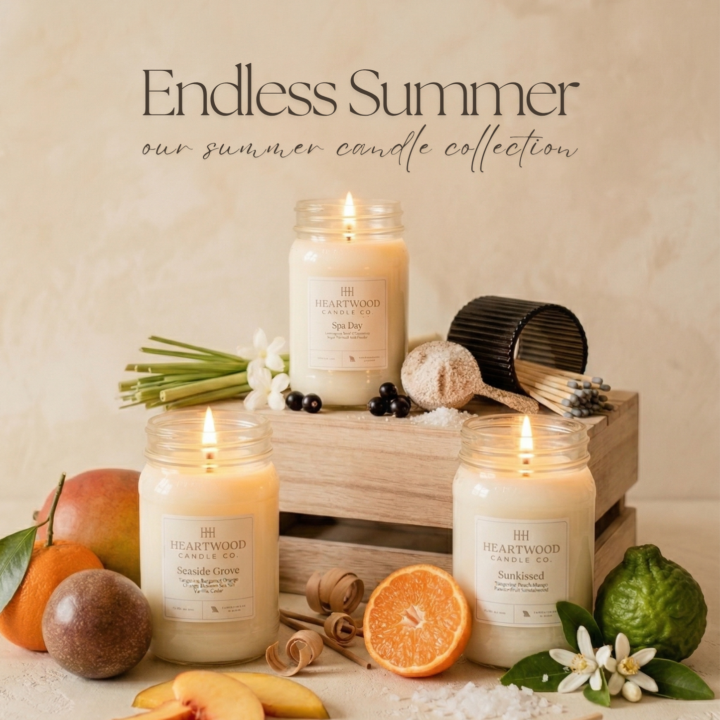 Endless Summer Bundle of 3 | 16oz Mason Jar Soy Wax Candles
