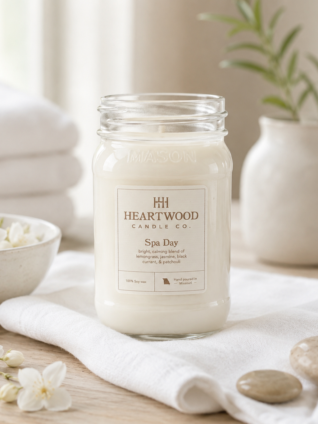 Spa Day | Mason Jar Soy Wax Candle | Clean Burning