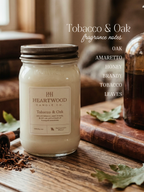 Tobacco & Oak | Mason Jar Soy Wax Candle | Clean Burning