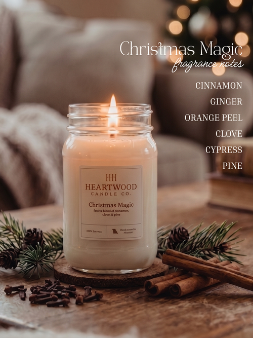 Christmas Magic | Mason Jar Soy Wax Candle | Clean Burning
