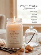 Warm Vanilla | Mason Jar Soy Wax Candle | Clean Burning