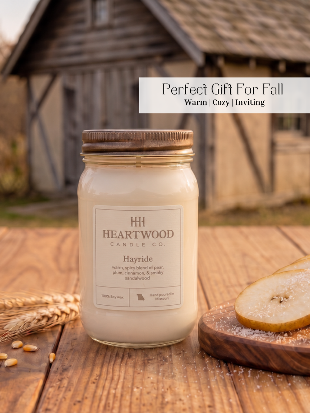 Hayride| Mason Jar Soy Wax Candle | Clean Burning