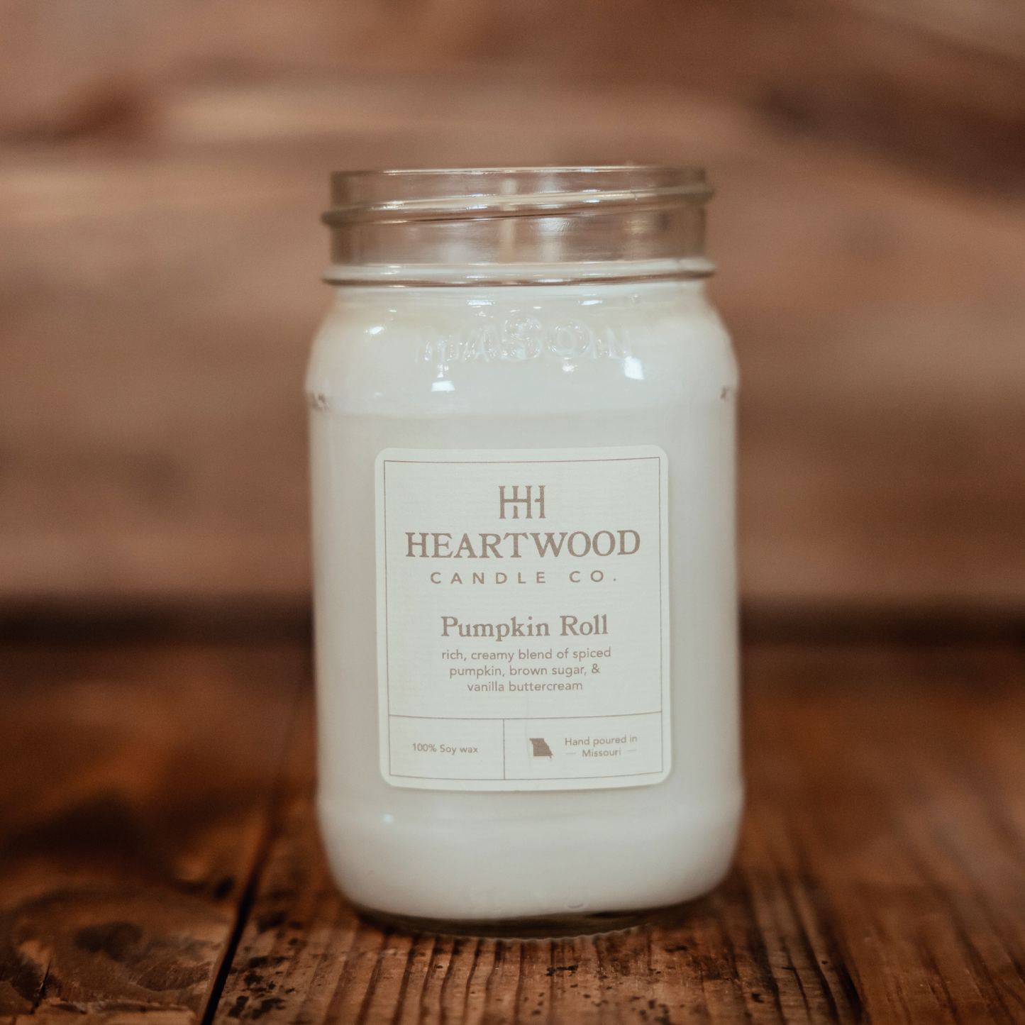 Pumpkin Roll | 16oz Mason Jar Soy Wax Candle | Clean Burning