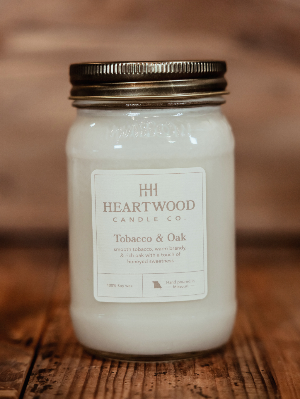 Tobacco & Oak | Mason Jar Soy Wax Candle | Clean Burning