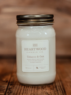 Tobacco & Oak | Mason Jar Soy Wax Candle | Clean Burning