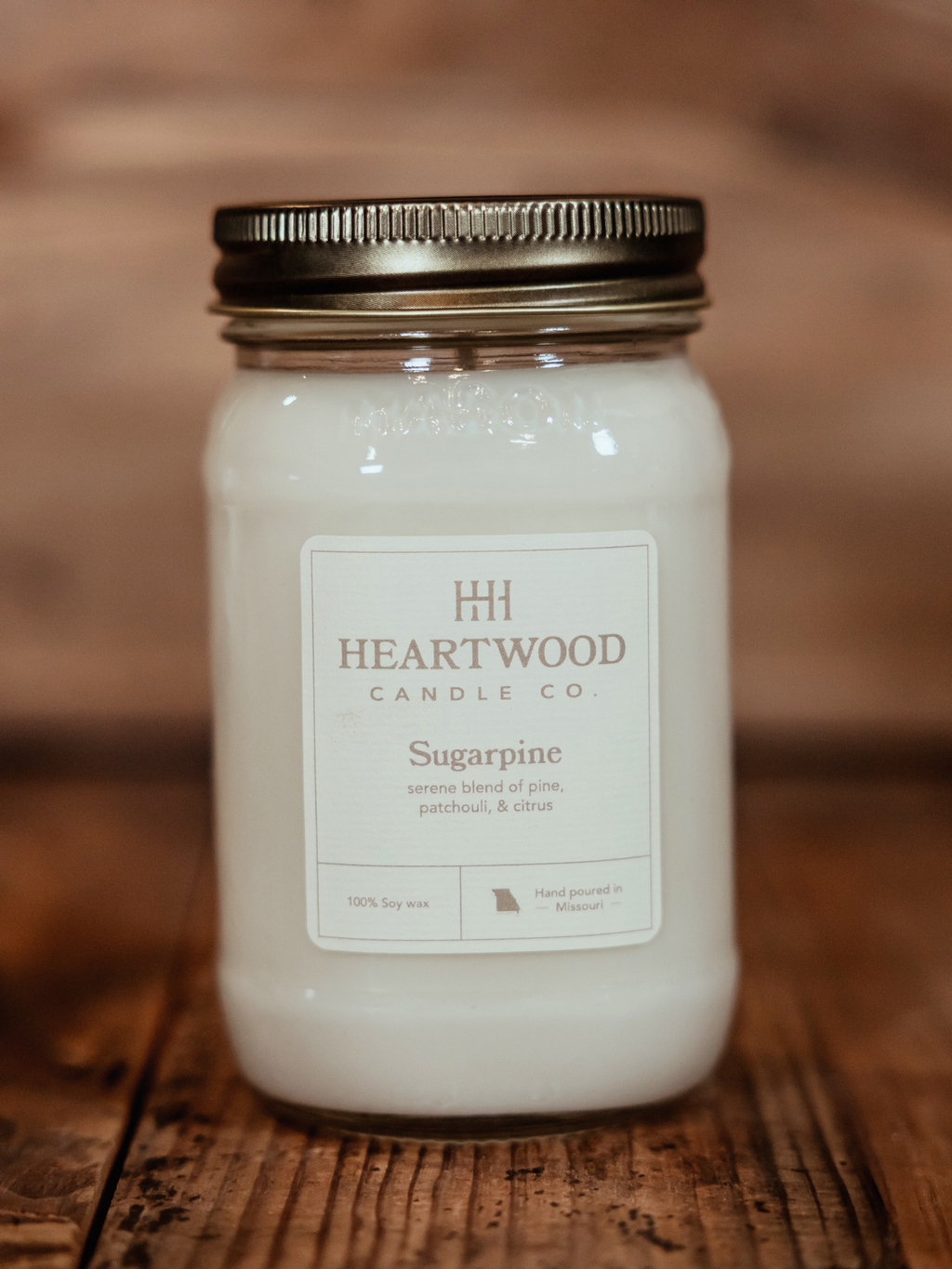 Sugarpine | 16oz Mason Jar Soy Wax Candle | Clean Burning