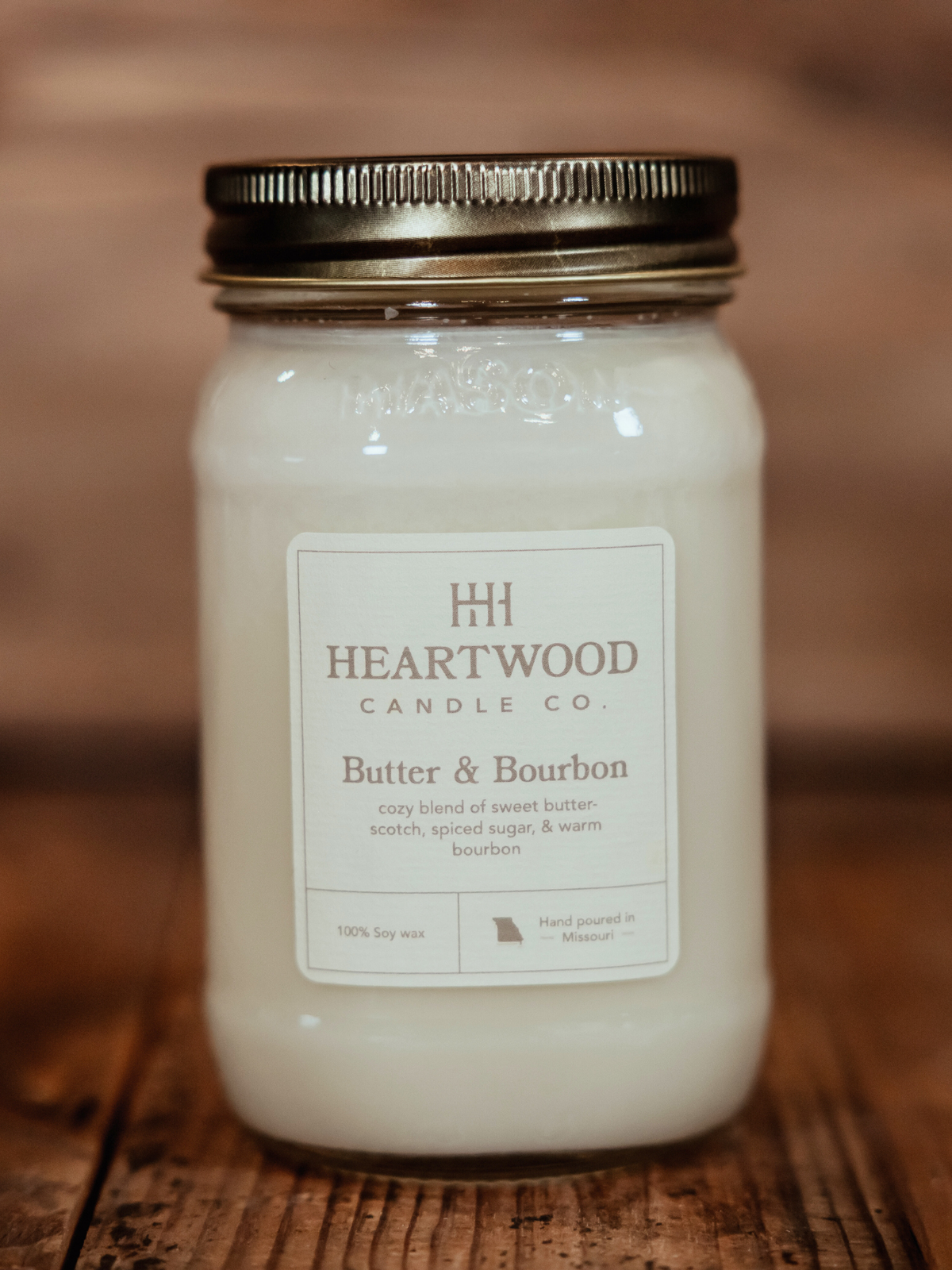 Butter & Bourbon | Mason Jar Soy Wax Candle | Clean Burning