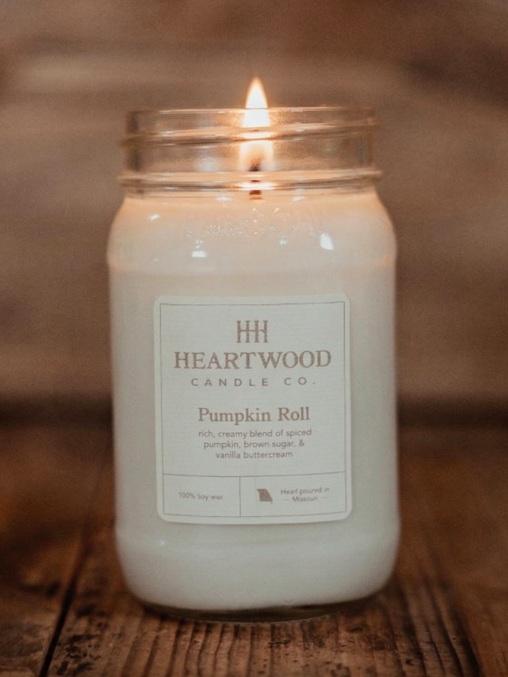 Pumpkin Roll | Mason Jar Soy Wax Candle | Clean Burning