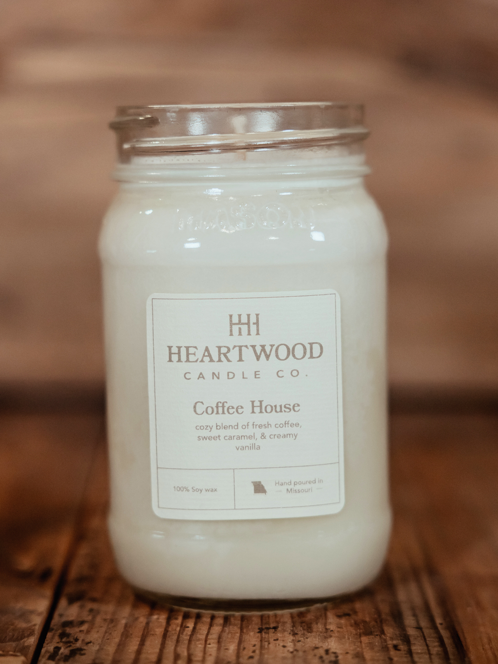 Coffee House | 16oz Mason Jar Soy Wax Candle | Clean Burning
