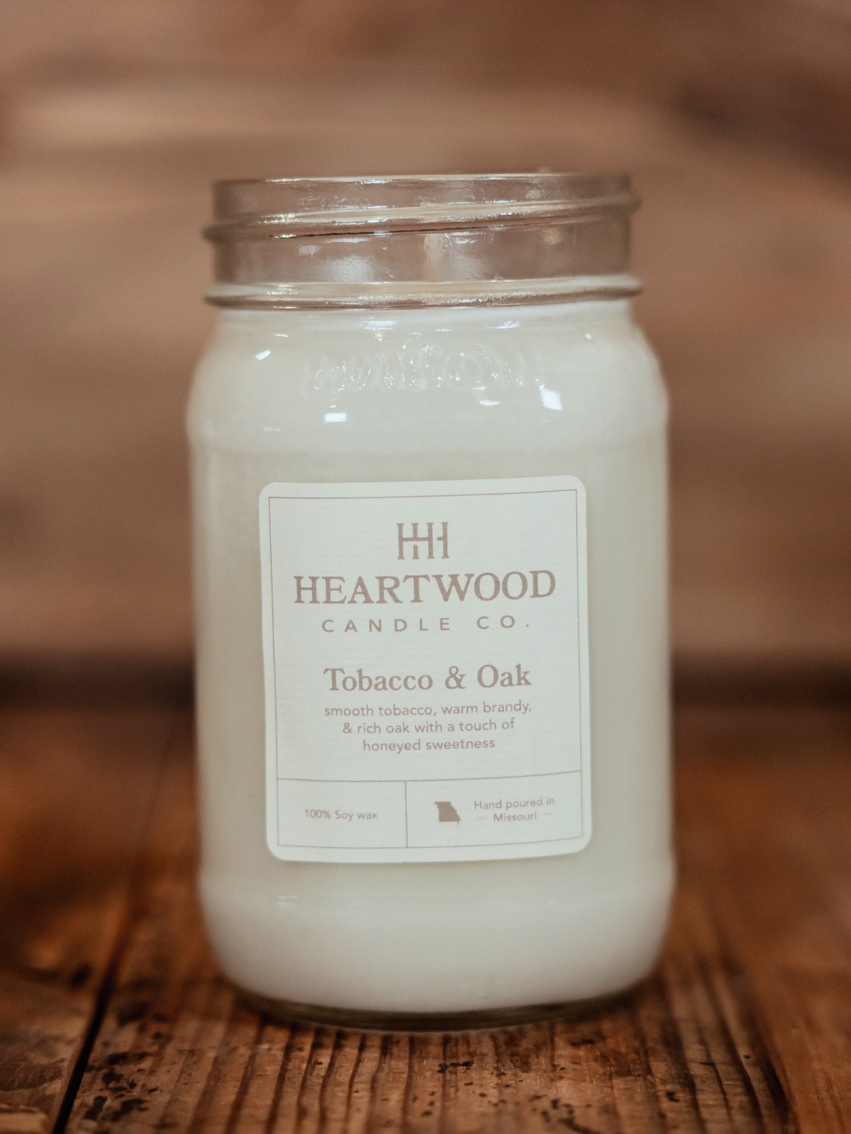 Tobacco & Oak | Mason Jar Soy Wax Candle | Clean Burning