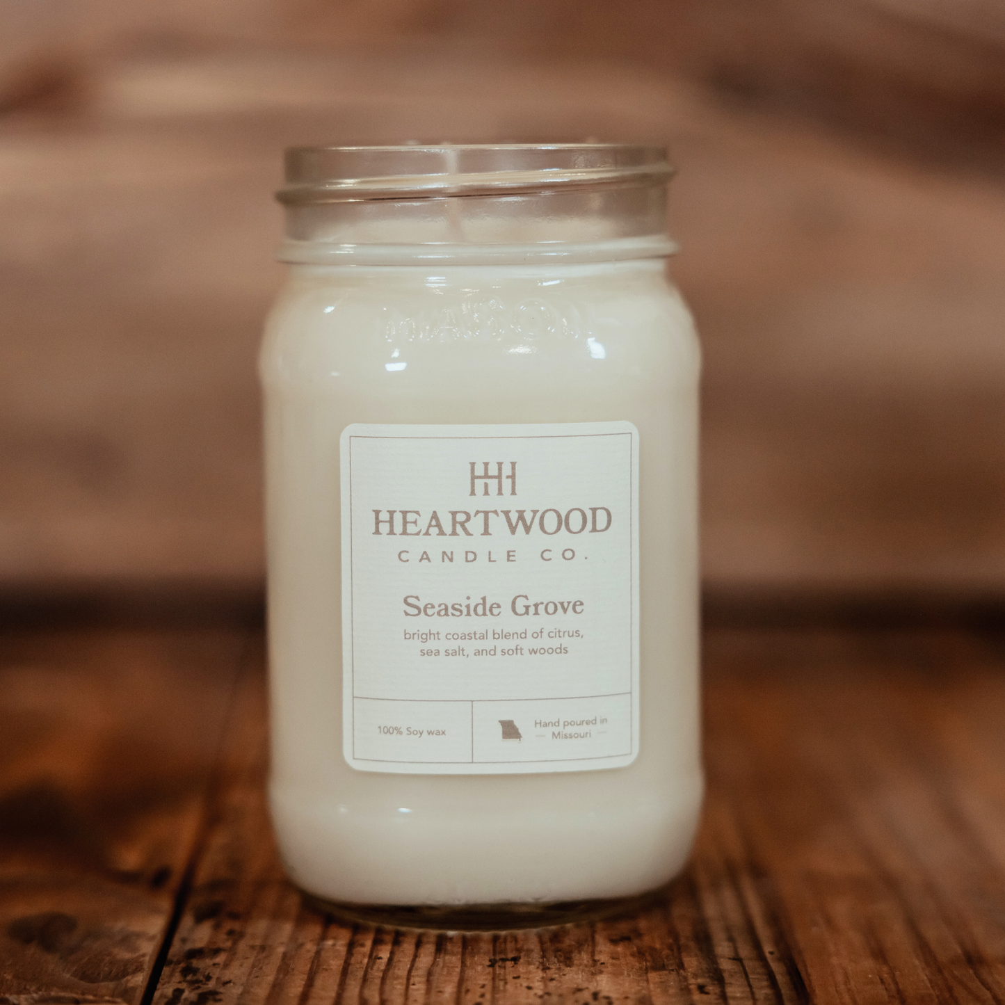 Seaside Grove | 16oz Mason Jar Soy Wax Candle | Clean Burning