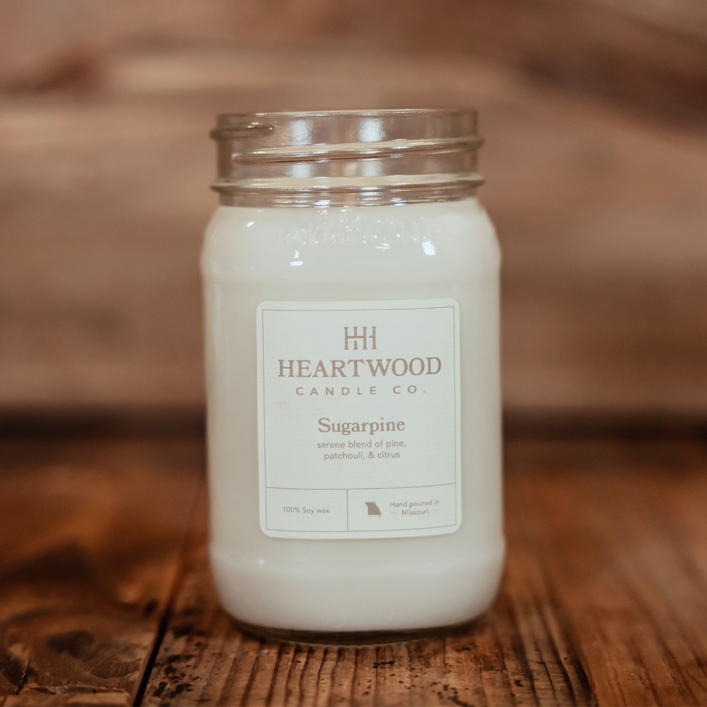 Sugar Pine | 16oz Mason Jar Soy Wax Candle | Clean Burning