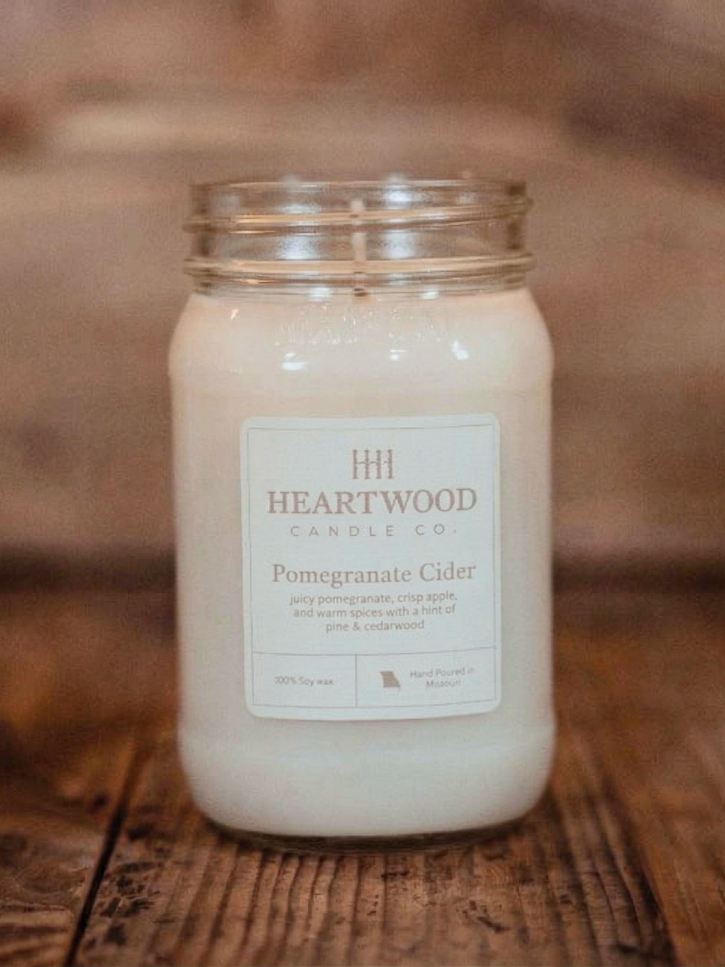Pomegranate Cider | Mason Jar Soy Wax Candle | Clean Burning