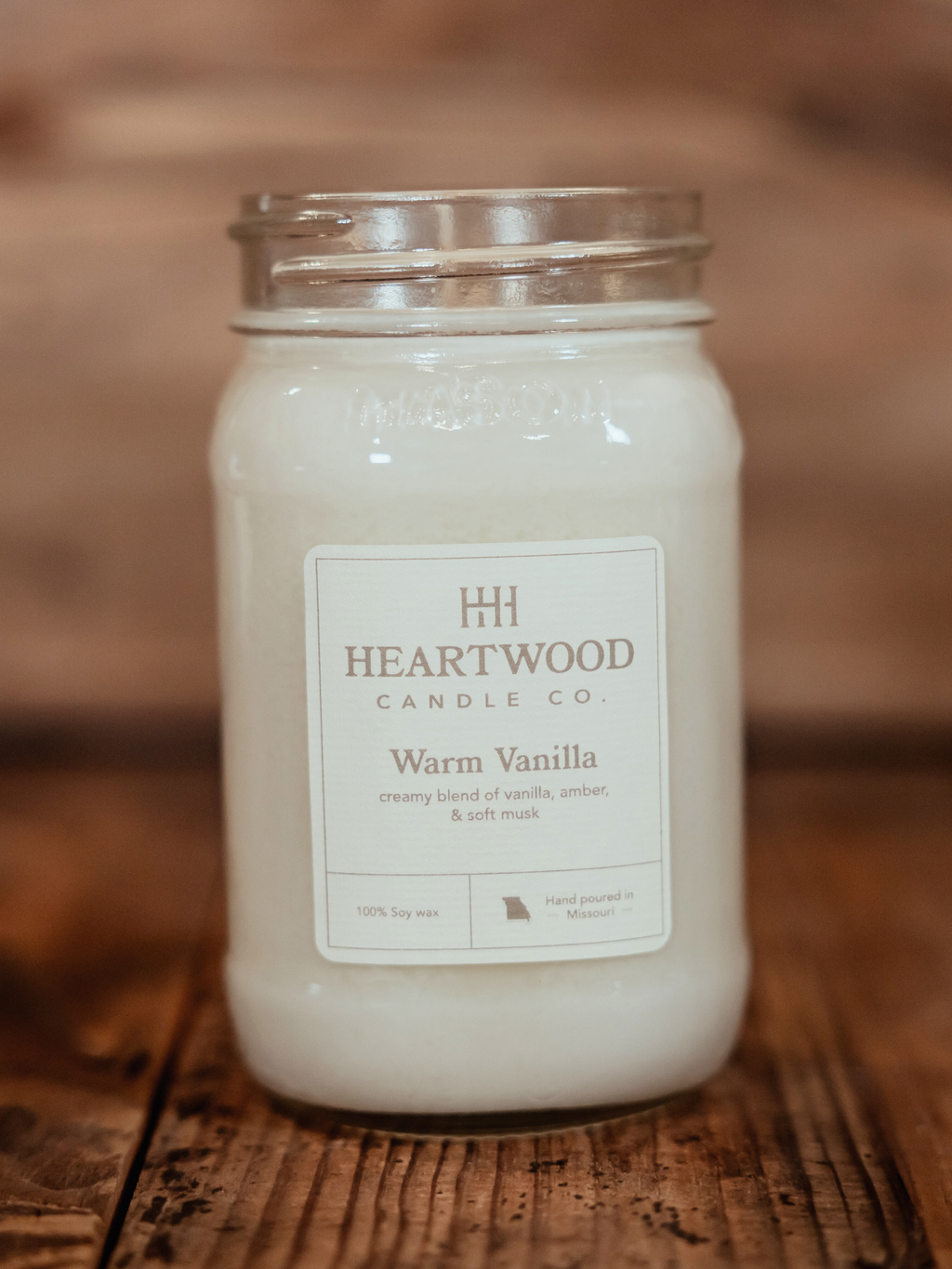 Warm Vanilla | Mason Jar Soy Wax Candle | Clean Burning