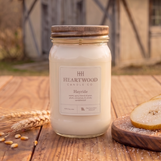 Hayride | 16oz Mason Jar Soy Wax Candle | Clean Burning
