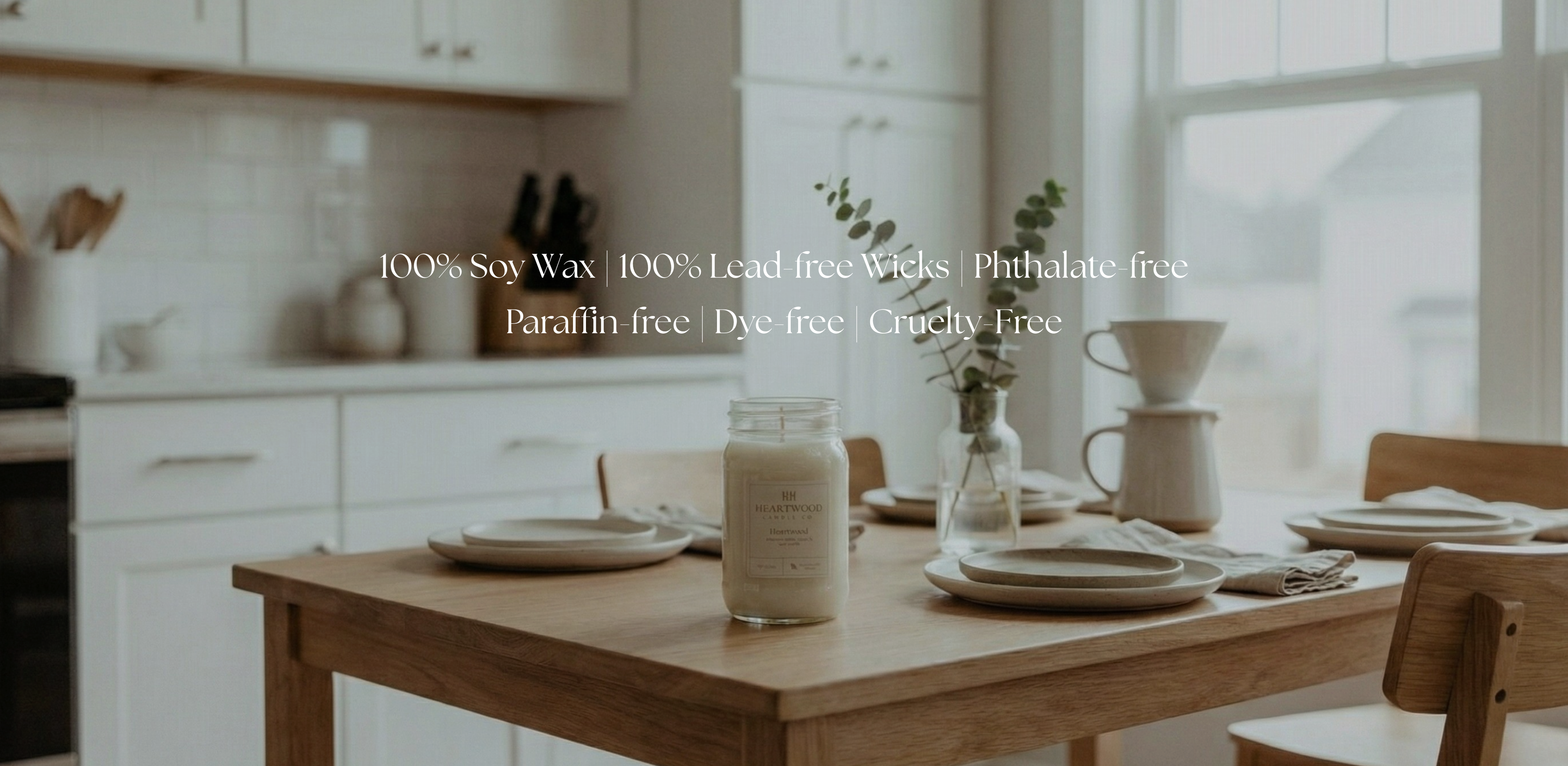 Clean-burning non-toxic soy candles made with phthalate-free fragrance oils by Heartwood House for a safer home fragrance