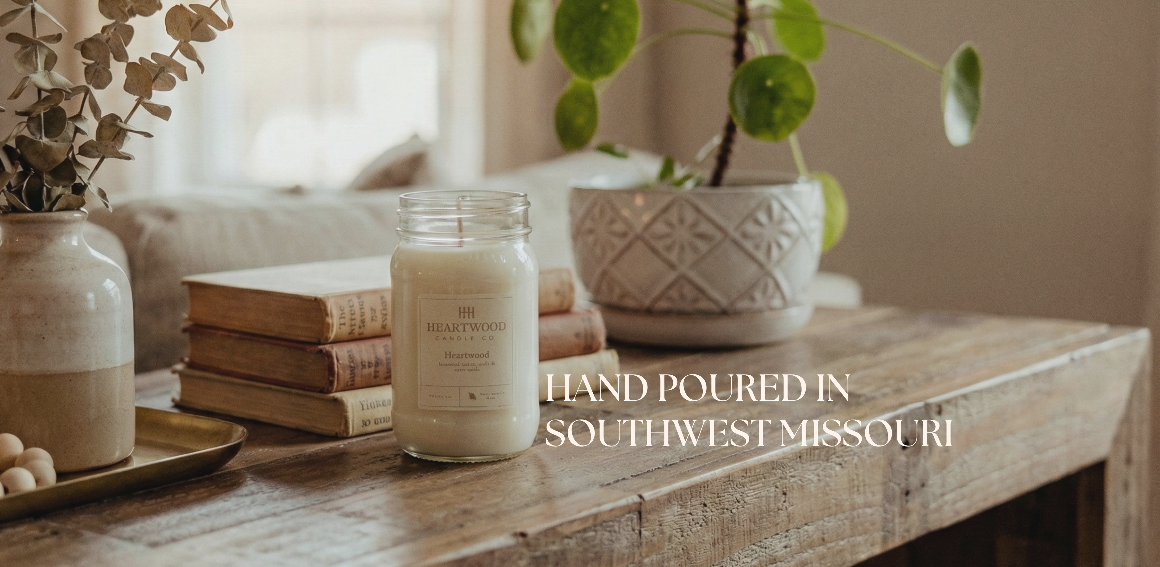 Hand-poured candles by Heartwood House crafted in small batches with premium fragrance oils