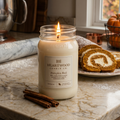 Pumpkin Roll scented soy candle with a warm sweet bakery fragrance
